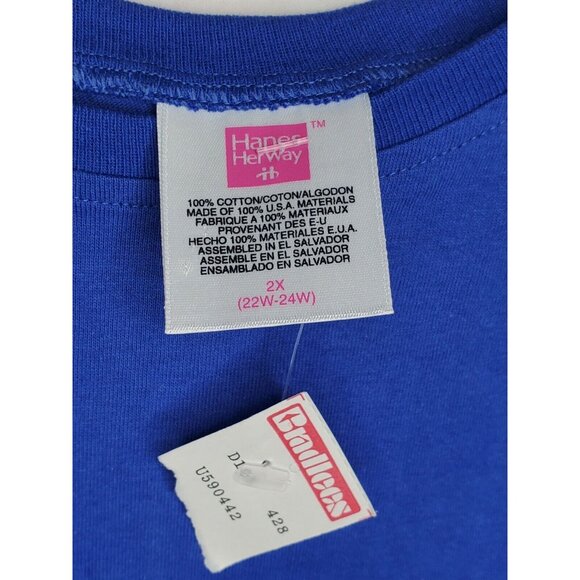 Vintage Hanes Her Way 2X Plus Size Cotton Casual Full Figure 22/24W Blue T Shirt - Picture 3 of 9